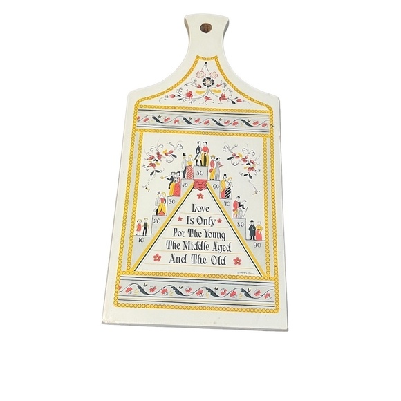 Vintage Berggren Trayner Wooden Decorative Danish Cutting Board on Love - Picture 1 of 14